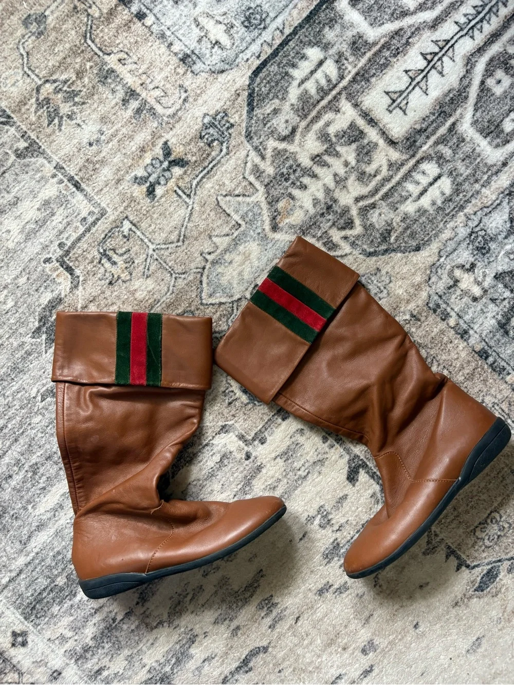 Gucci kids girls boots riding boots brown leather kids boots size 31 IT 13 US